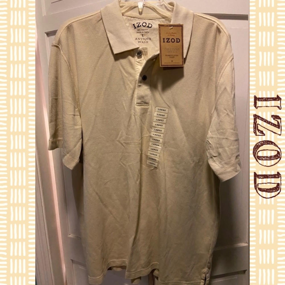 IZOD Polo Shirt antique wash beige NWT size large